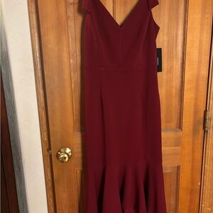 Lulu's Red Sleeveless V-Neck High Low Gown
